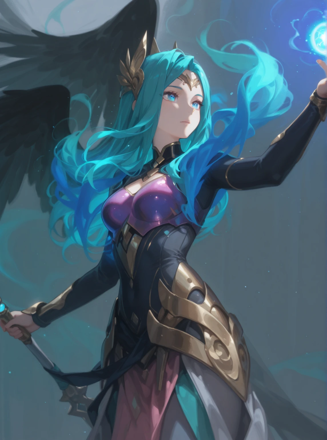 high resolution、The Archangel motif、A dignified, elegant and refined adult woman。Angel of Nature。
Long hair、Large angel wings growing、Blue and green image。
Standing、Hall々It is said that。
like medieval europe、Fantasy、美Shii、god々Shii。She was wearing a shiny round necklace on her chest.、Has a sword。