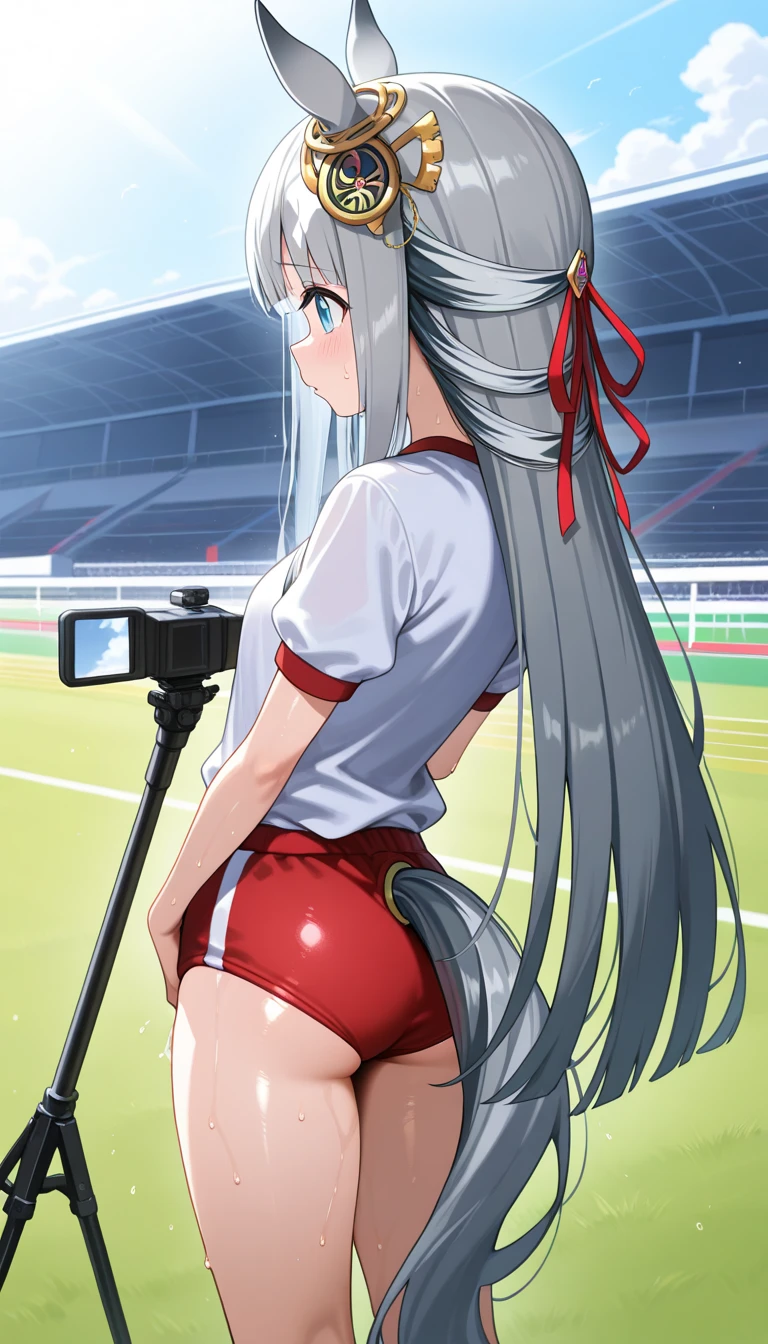 RAW Photos, Highest quality, High resolution, Very detailed、 8K image quality、Cheerleader、skirt、13 years old、Stadium、Panties、Shooting from behind