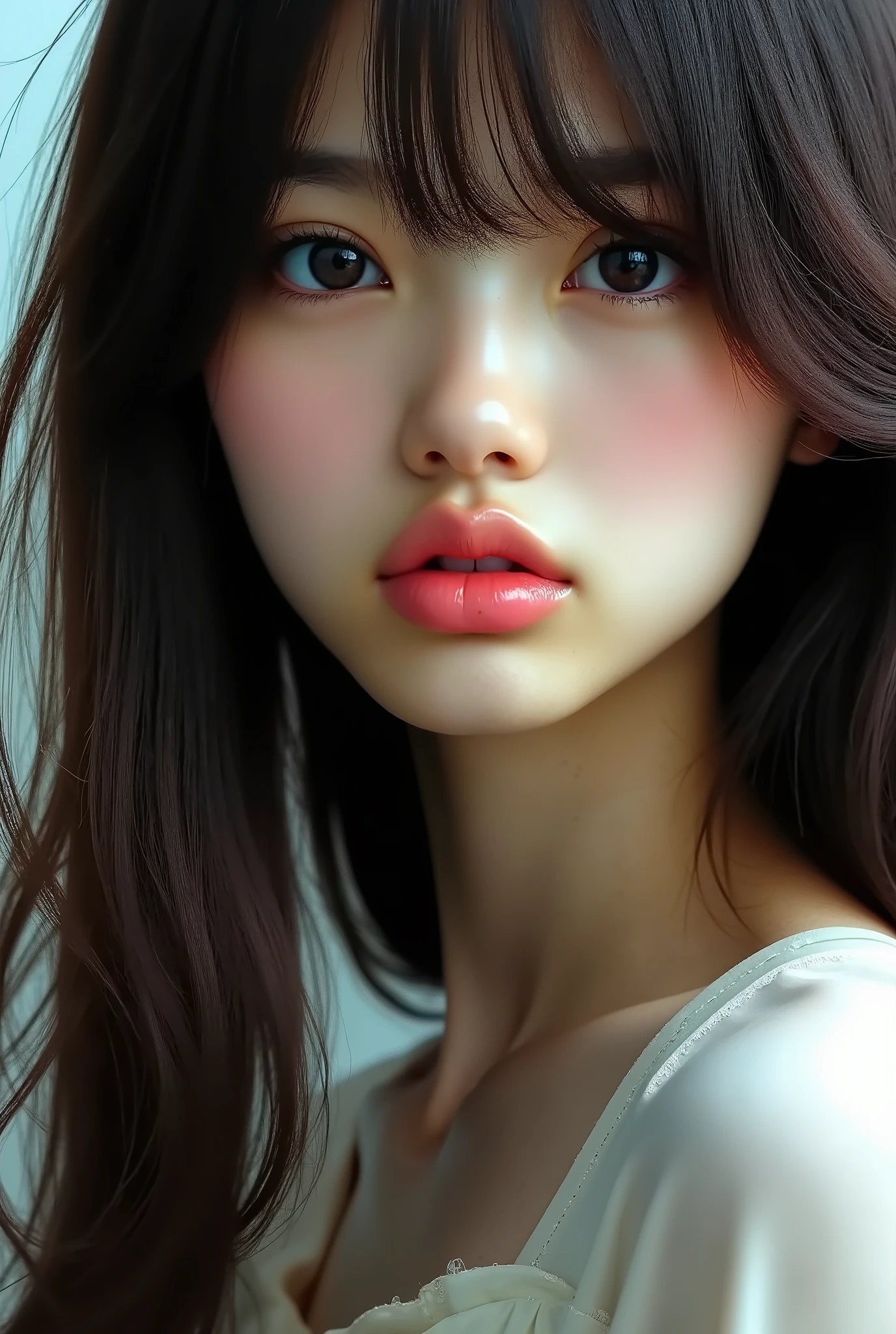 NSFW, Maximum quality, Photos in RAW format, lifelike face, incredibly beautiful girl, cute, silky, straight shiny hair, Depth of written edge, A high resolution, super verbose, extremely detailed eye and face, sharp students, realistic pupils, sharp focus, Cinema lighting, mic, (mic breasts:1.2), (Scrawny, , nice), Slim Hips, (Scrawny waist:1.2), delicate and sexy clavicle, (Sailor Suit:1.2), (Lifting Sailor Suit to show off a mic cute bra:1.5)))、