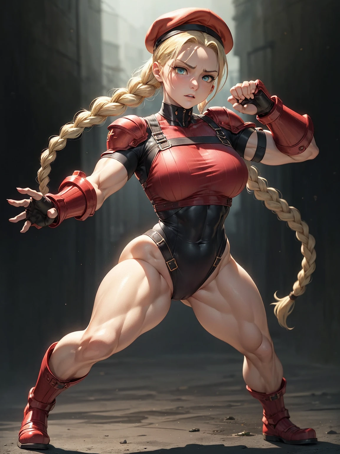 ( masterpiece, best quality:1.4),
1girl, tall toned female, muscular, bikini, blonde hair, twin braids, hair slicked back <lora:ayaki-1:1>