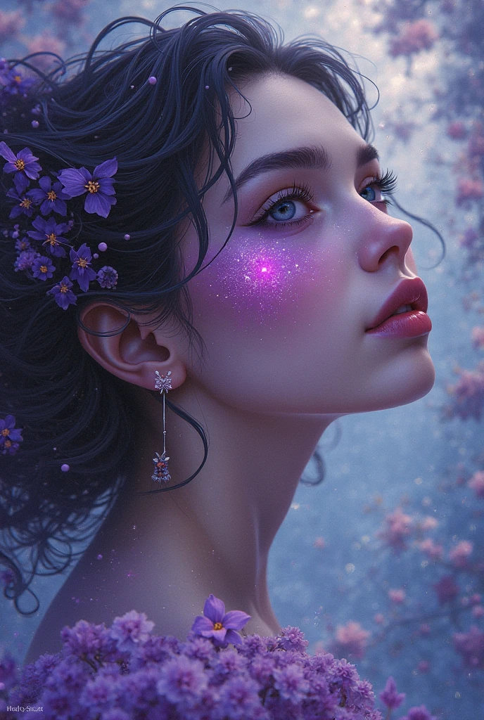 (masterpiece, top quality, best quality, official art, beautiful, cosmic, atmospheric, psychedelic, dreamlike and aesthetic:1.2), (1girl, hinata huyga long roxo hair, empty eyes, Purple eyes natural breasts , full body portrait), extreme detailed,(fractal art, camera view from behind:1.3),colorful,highest detailed, cherry blossoms and butterflies blowing in the wind, oil painting, dark, chiaroscuro, low-key 