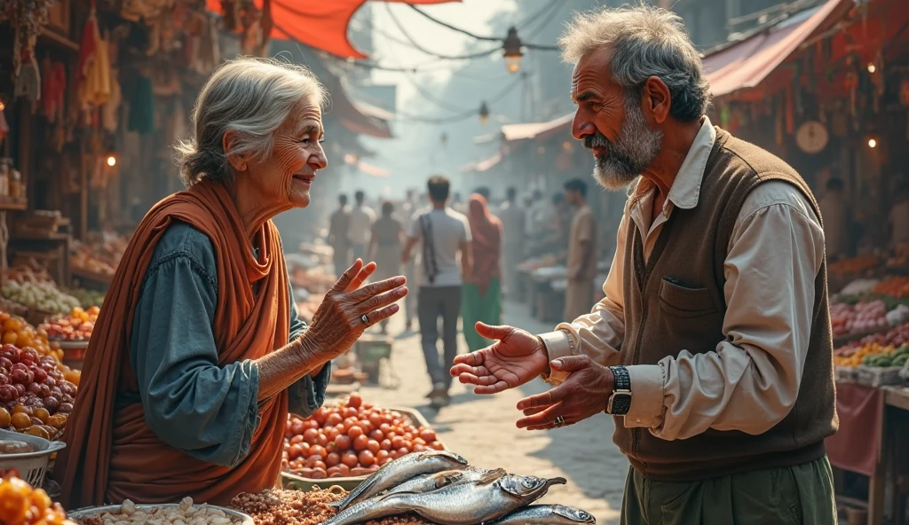 Man arguing with a woman in the market