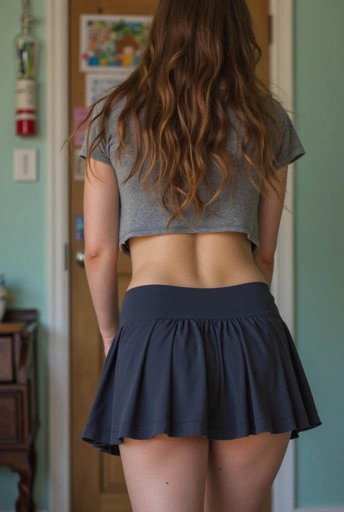 Schoolgirl in miniskirt without underwear showing her tits and ass xxx