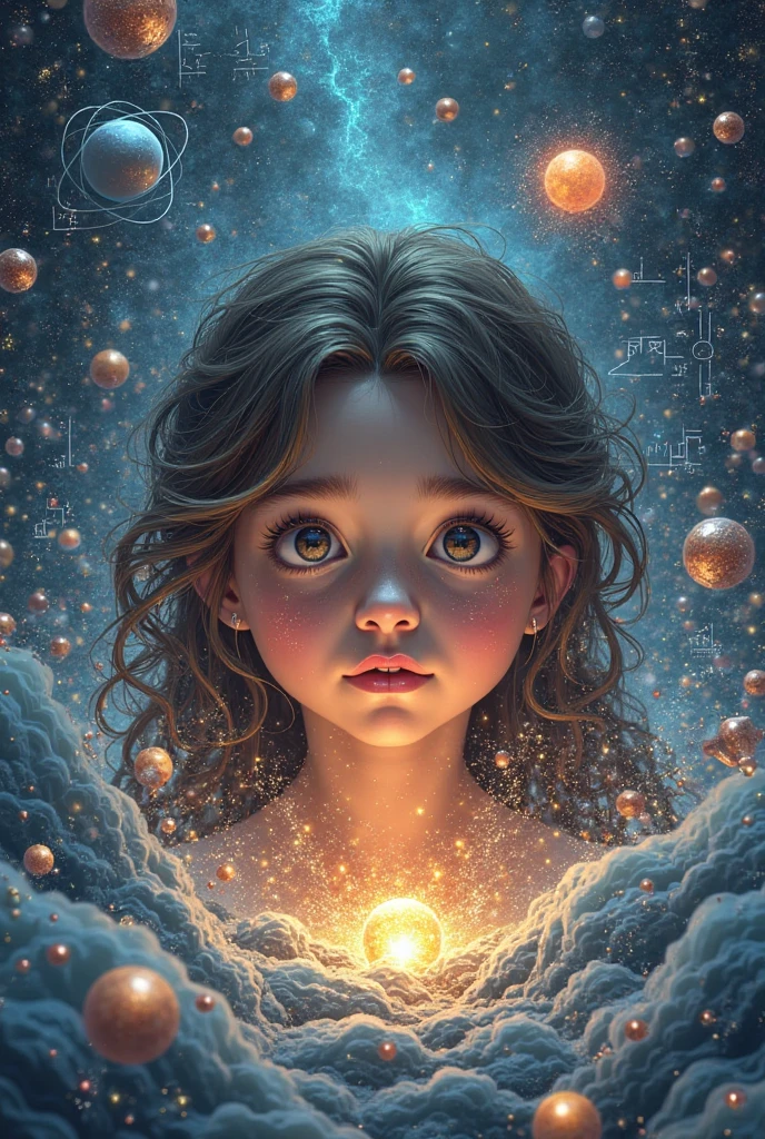 illustration,painting,acrylic painting,little girl,Holding a bright spiral galaxy between hands,Glowing special effects,black background,Super fine,Super realistic,Real light and shadow contrast,Realistic ray tracing,True light falloff,True light reflection,anti-aesthetic style,Poodlepunk,Snapshot aesthetic style