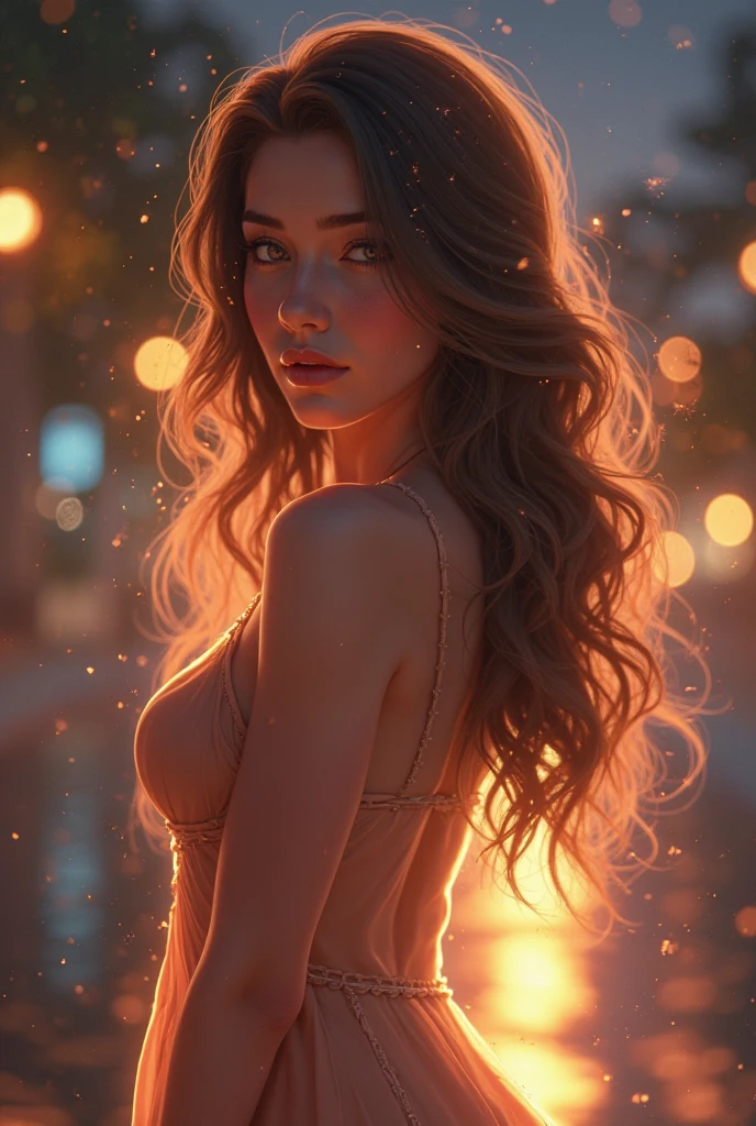 (best quality, ultra-detailed, photorealistic: 1.39), bright and vibrant colors, studio lighting, romantic expression, An effeminate girl, with a delicate and beautiful face. She is a girl who reflects seductive beauty, sparkling eyes, A beautiful adult woman beautiful and voluminous curly blonder hair, hair clip, crying a seductive 2 woman with big breasts seduces, with her large breasts seduces, transparent strapless blouse, beautiful short leggings, pose, with beautiful legs, ankle boots, with her blue eyes that matches her soft smile, in a beautiful pose demonstrating her seduction on in the hallway of the beautiful apartment, lamps, Halloween decoration, night with soft lighting, anime style, like a manwha character