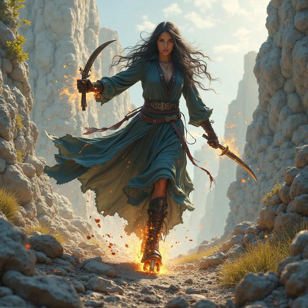 (highly detailed:1.2),(best quality:1.2),8k,(subsurface scattering:1.1),  (epic wide shot:1.2),(full body:1.2), (award-winning photograph:1.2)
(rocky sandy road leading to an ancient fantasy castle:1.2), (beautiful sorcerer casting a giant spell:1.2),beautiful detailed glow,(swirling multicolored magic:1.2), (beautiful detailed eyes),smile, kiernan shipka mackenzie foy, (detailed lips:1.4), (realistic:1.2), 1girl, very long messy ponytail, translucent hair
(highly detailed background:1.3),  (fantasy:1.2),  dramatic lighting