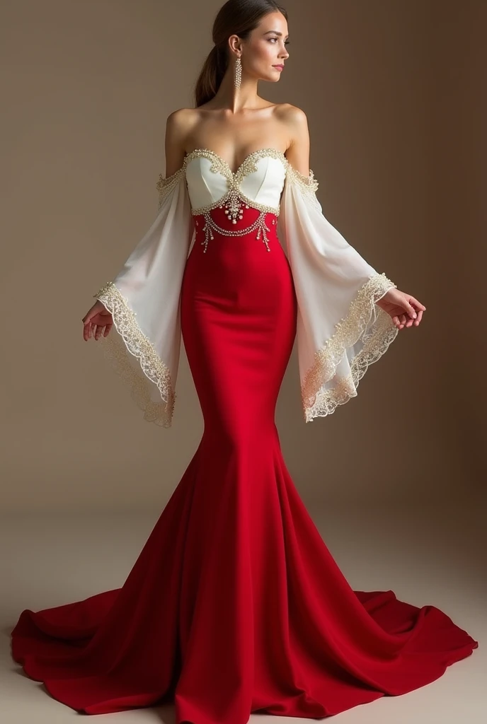 (masutepiece, Best Quality), ultra-detailliert, Photorealsitic, Beautiful woman with white hair,  Red Velvet Fabric Dresses, ((Gorgeous embroidered gothic maxi dress with attention to detail)), Luxury accessories, garter stocking, Braided high heels, a necklace, Braid hair, Perfect face, Beautiful face, enticing, big gorgeous eyes, I have my mouth wide open, Happy, heavy make up, Dark Eye Makeup, Voluptuous body, seducting smile, Glamorous body, Big ass, (inside in room), coming down the stairs, Walking on the stairs at night, Dim lighting, Wide-angle shot from below