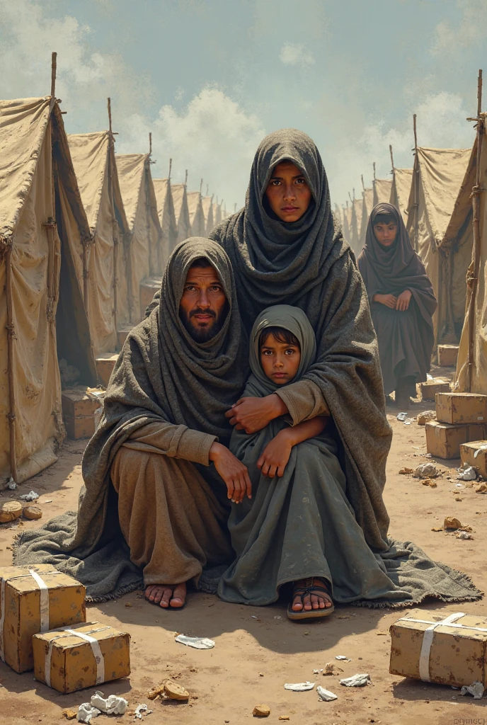 a picture about refuges in a war field 