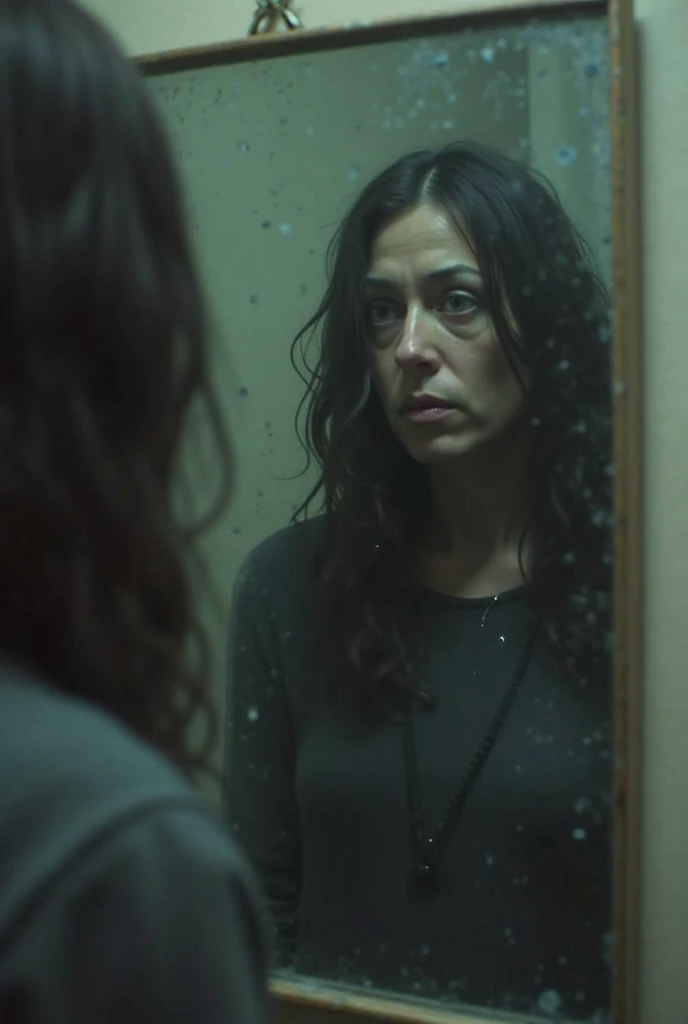 scared people: Images of people looking scared into a mirror.