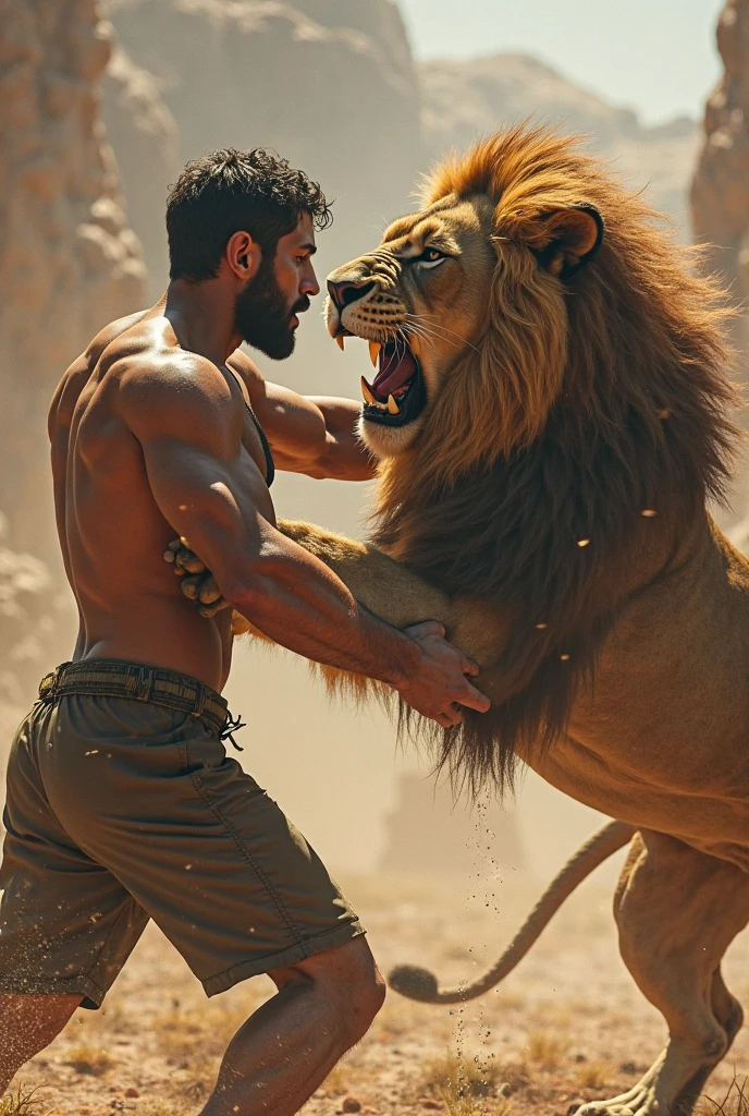 Man eat lion in zoo