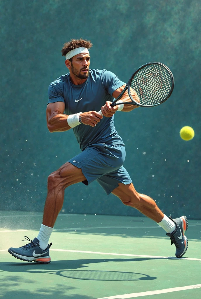 (yossan), beard, Glasses, Tennis match, Tennis Player, Swinging the racket, The moment of hitting the ball, White Line, Clay court, Audience reaction, Scenes in motion, serve, Shot through the net, Blue sky, Referee's Judgement, Sports Drink, Tournament atmosphere