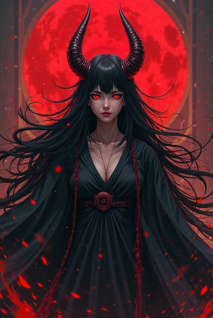 female	succubus	in japan folk outfit	,vector graphics, strong contours, logo design	