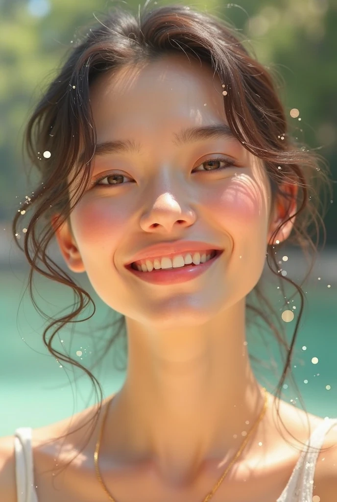 1 person, ((Exposed armpits:1.4))、(のstrapless micro bikini:1.4), (Looking into the camera)、Beautiful Japanese actresses, 
Photogenic, Yukihime, Long eyelashes, Snowflake Earrings,strapless micro bikini、
(RAW Photos, Highest quality), (reality, reality的:1.4), (flying debris), 
Beautiful details, Beautiful lip detail, Highly detailed eyes and face, 
BREAK is perfect ???????, The whole body is thin, Small breasts, (short hair:1.3), Angel&#39;smile, 
Crystal Skin, Wake up, Capture the light