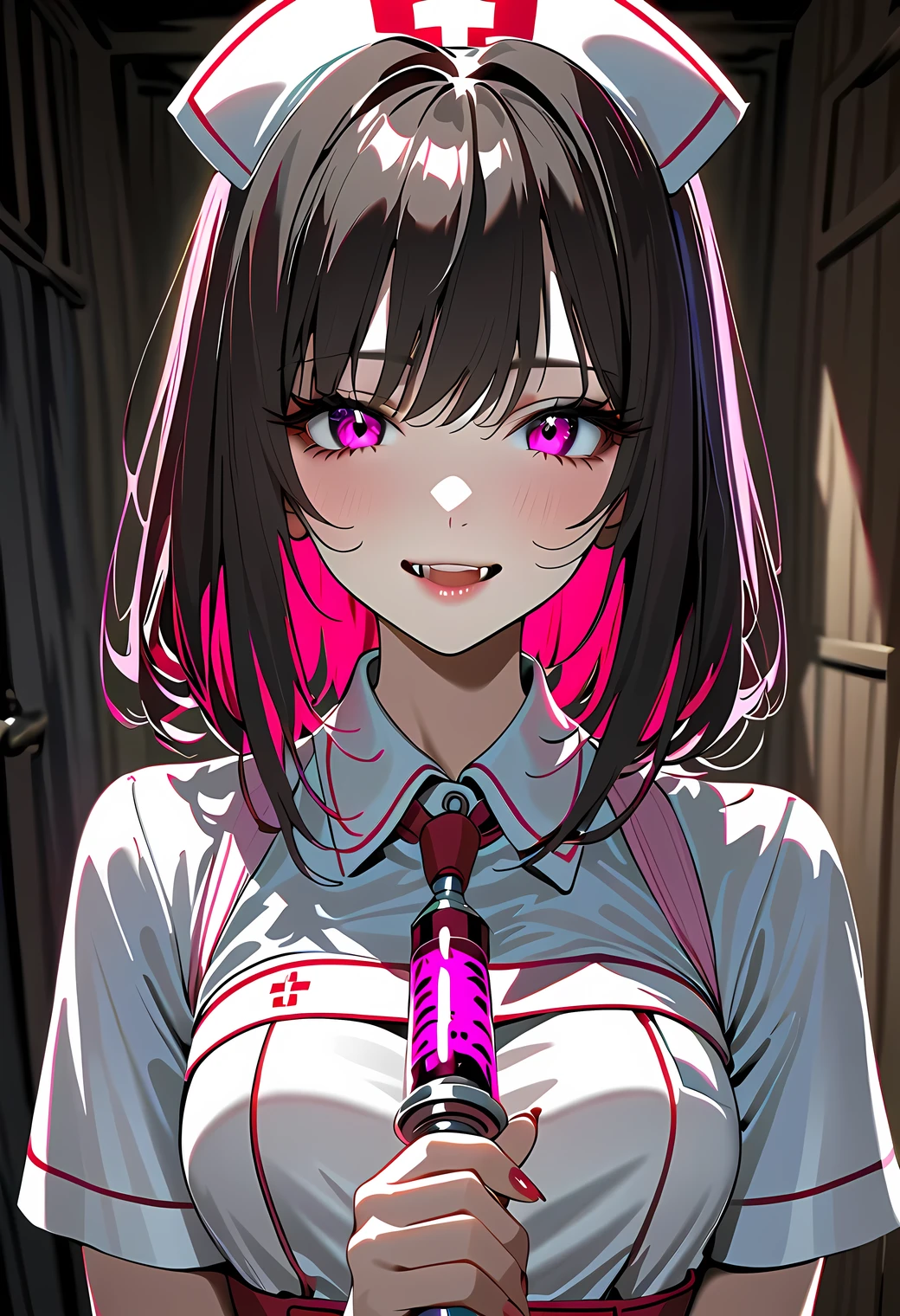 yandere nurse　syringe　 dark　Scary