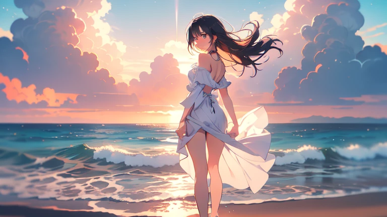 ((Highest quality)), ((masterpiece)), (detailed),Beach Sunset Adventure