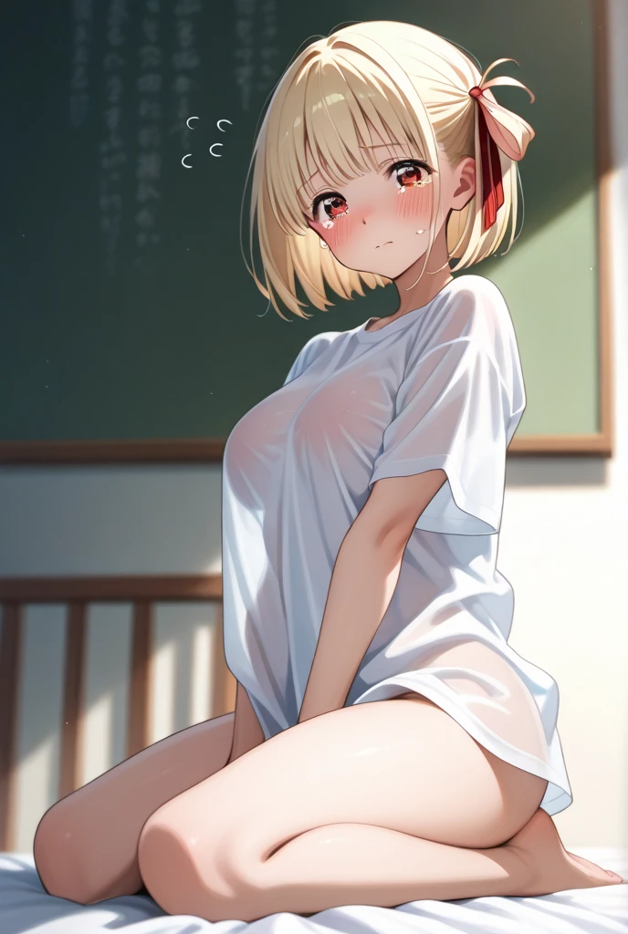 classroom,高校のclassroom,nakedの女の子,Sitting on the floor,Leg spread,Spreading legs,Looking forward,naked,Normal milk,Normal ,Nipples are visible,Blonde,Short Hair,Blue Eyes,No clothes,Very embarrassed,Hold your mouth with your hand,Embarrassed face,Shy with open mouth,blush,Very embarrassed,Look Away,naked,Front viewStanding,Not looking at me,Looking away,Turn away,Thick thighs,Angle from below,Watch her from below