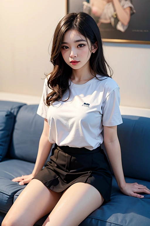 Highest quality , Realistic , masterpiece , detailed , High resolution , 8K RAW Photos, 超High resolution , cute , Korean School Uniform,Summer uniform shirt,Ribbon tie,white school classroom,School stairs,Chest thrust pose,(Large breasts),I can see her panties ,Very large round breasts,Beautiful eyes in every detail,Long eyelashes,Beautiful double eyelids,eye shadow,eyeliner,Cut the eyes,Elongated eye shape,Three white eyes,Wicked Smile,Evil expressions, Beautiful and slim legs,Beautiful and thin thighs,Random Shorthair,Tie your hair behind your head,large circular earrings,(Short, unkempt hair),(Crystal Necklace)With grey eyes(Black curled hair)(close),(Feeling enveloped)(High illumination)(Gorgeous Lips)((Face Macro))