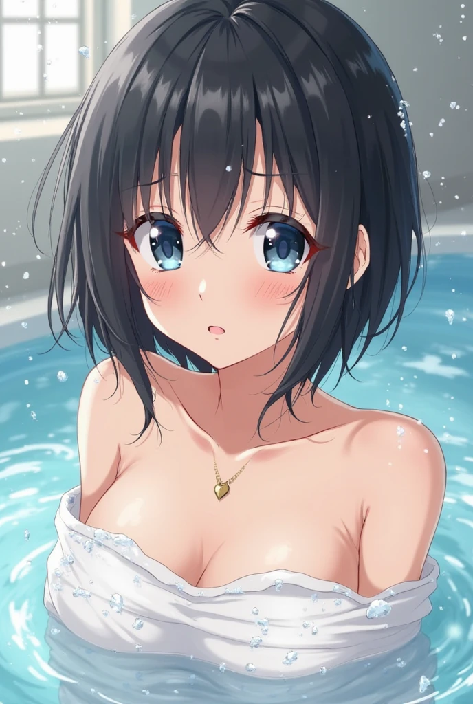 NSFW, Nude, large chest that hangs down,  (lovelive!),  (Very beautiful black hair),  (​masterpiece:,1.2 Top Quality:1.2, in 8K, (2D), Animated GIFs:1.2, THE ULTIMATE ANIME ILLUSTRATOR:1.2, hight resolution), 1 slave, (Tears), (Very beautiful bob cut), (Details of face), (More eyelashes), (Amazing eyes), (sface focus:1,3), (From  above)