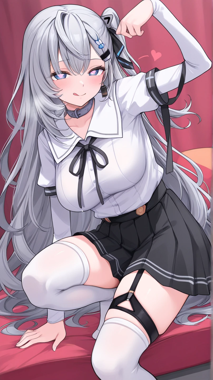 score_9,score_8_up,score_7_up,1girl, solo, long hair, breasts, looking at viewer, bangs, blue eyes, skirt, shirt, long sleeves, bow, ribbon, holding, closed mouth, school uniform, blue hair, full body, hair ribbon, white shirt, ponytail, sidelocks, thighs, pleated skirt, shoes, alternate costume, socks, collared shirt, blunt bangs, bowtie, black skirt, red bow, red ribbon, kneehighs, blood, brown footwear, half-closed eyes, squatting, loafers, red bowtie, reflection, light blue hair, puddle, reflective floor, kamisato ayaka,<lora:misaka12003_Style__Pony_XL:1>,