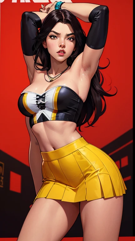 Best quality, 8K, woman, beautiful and detailed face, blod curly long hair, big eyelashes,LOOKING TO observer,beige bodystocking, black belt,SPACESHIP scenario