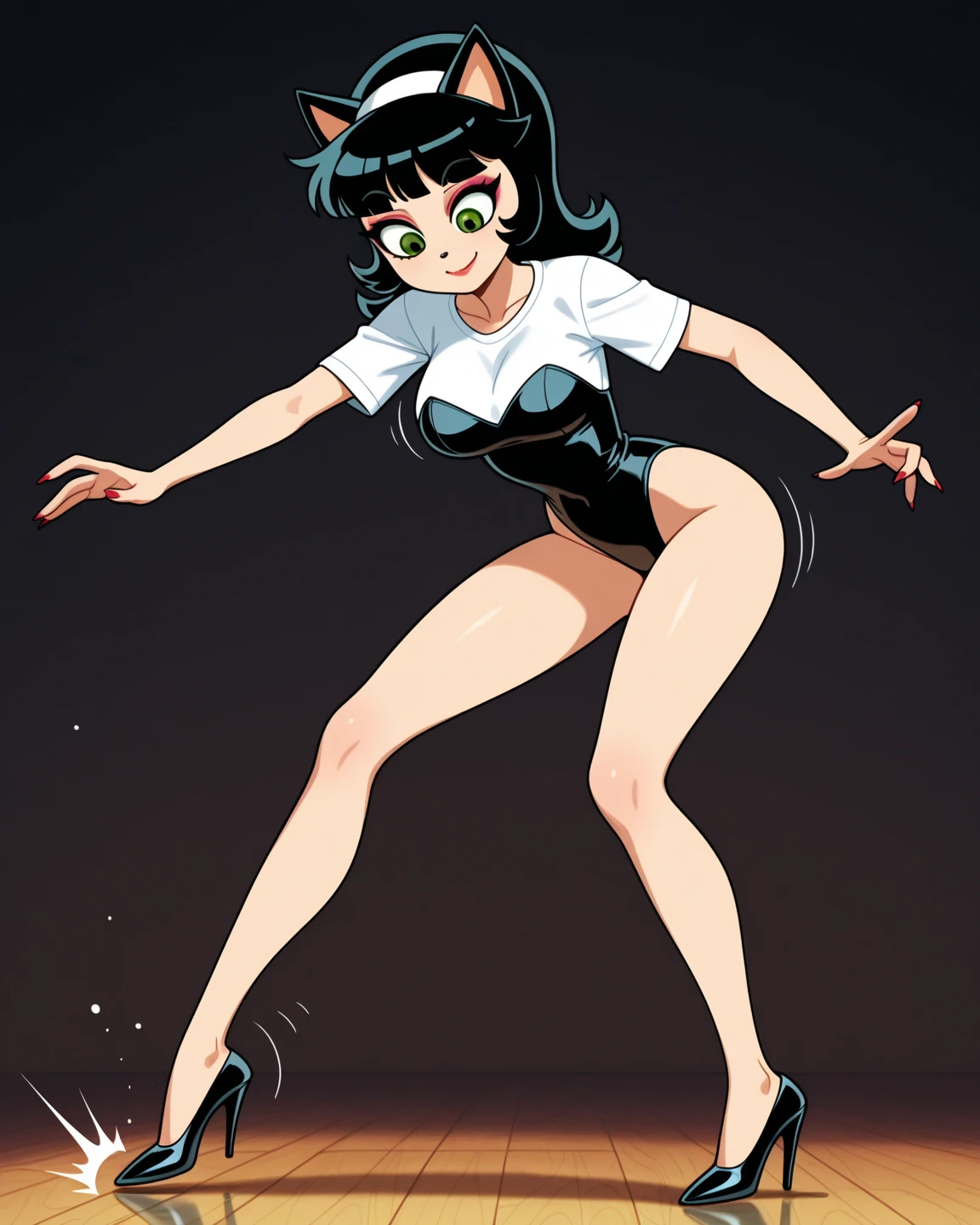 /draw [retro anime art style], old anime, 1980s \(style\), 1990s \(style\), watercolor \(medium\), ((best quality)), ((masterpiece)), [detailed], [anime and manga image], [captivating], [enchanting], [narrow hips], [medium breasts], [wide hips], [lum invader from urusei yatsura], 1girl, lum, urusei yatsura, bikini, blue eyes, eyeshadow, green hair, long hair, makeup, oldschool, solo, [strapless bikini], [leopard print bikini], [animal print bikini], white background, ((strapless bikini)), (hyperdetailed:1.15), [detailed], ((best quality)), ((masterpiece)), (soft light, sharp:1.2), (illustration, uhd, unreal engine, sharp focus,), op quality, best quality, official art, ultra detailed texture, ultra detailed hands, ((art by takehiko inoue)), [pixiv], dynamic pose, flying, (wearing sneakers), [green sneakers], {detailed sneakers}, {detailed shoes}