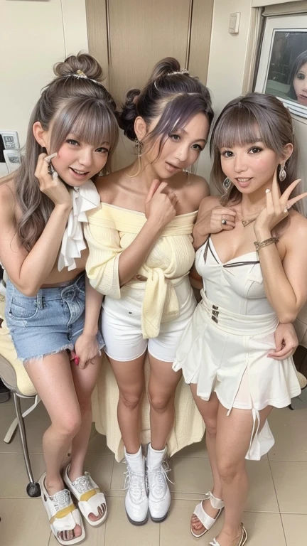 (Browsing Caution)、Photorealistic perfect body、Ultra HD、Ultra HD、(Two Japanese gals:1.5)、(Baby Face:1.5)、(A shiny and smooth tiny micro bikini with black star pattern:1.5)、(alone)、(Big Breasts:1.8)、(Cleavage:1.8)、Small waist、(Parted bangs)、(Gray hair color:1.4)、(Voluminous Curly Hair:1.5)、(Arms crossed:1.3)、(Twin tails:1.5)、(Chain belt:1.3)、(Cowboy Shot、Above the thigh:1.5)、(Good lighting)、(Blurred Background)、(Grin)、Gal-style makeup、Gal-style earrings、Gal style bracelet、(Gal style cross ornament necklace、Stackable Necklaces:1.3)、By the pool、(Look forward:1.3)