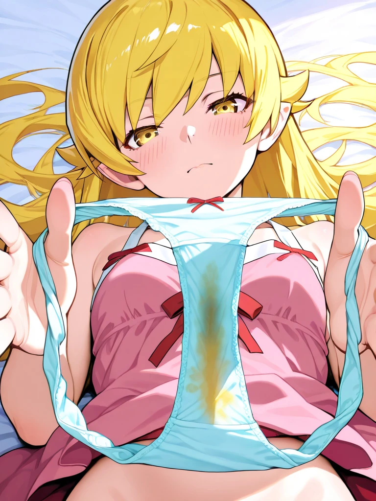 (masterpiece),best quality,ultra-detailed, 1girl (teles,, lovely small breasts, be short, naked body, earrings, jewelry, blonde hair, long hair,green ribbon, closed eyes),  evil face, headback , looking at viewer, wicked smile, open mouth, Solo, maid (black), frill, apron, ultra mini skirt, maid headdress,skirt lift,  pussy, on the bed, lie down, lying, spread legs, spread arms,   1boy, sex, hetero, lying sex, sex from front, pussy, penis, cumdrip from her pussy, top view 