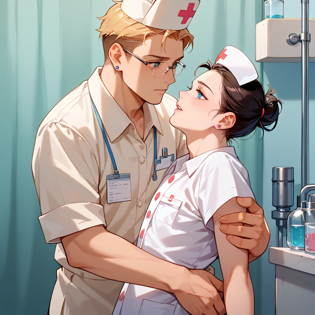 1boy, 1 girl, boy this Patient, girl sexy nurse, Patient hard fuck Hot sexy nurse in the ambulance, Doggystyle front side