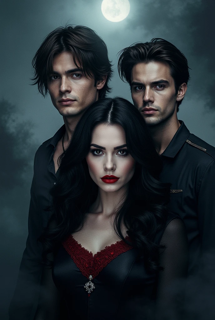 Un image pour la saison 8 de thés Vampire Diaries avec en premier plan Elena Gilbert et Rebekah Miaekelson. Derrière Rebekah un homme métisse, au cheveux comme Yamine Lamal le footballeur espagnol, he has green eyes. Derrière Rebekah il y a Damon. Behind we can see Bonnie, Caroline and Klaus. 