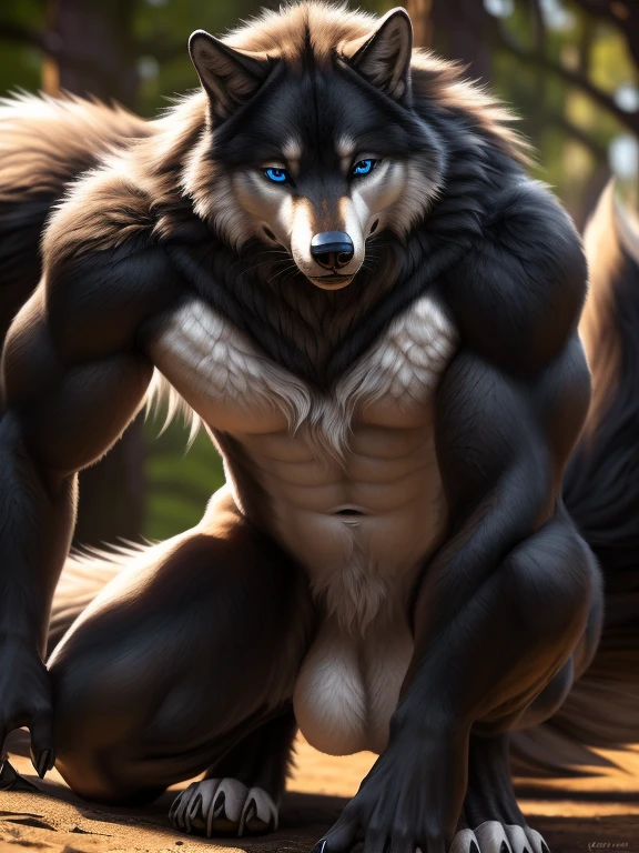 ultra-detailed, masterpiece, masterwork, high quality, best quality, hdr, posted on e621, (by darkgem), (nature), nsfw, (male), solo, chibi, (white little body werewolf), werewolf, (long silver hair, yellow eyes, white body), standing, straddling, dynamic angle, (nude, long foreskin, balls)