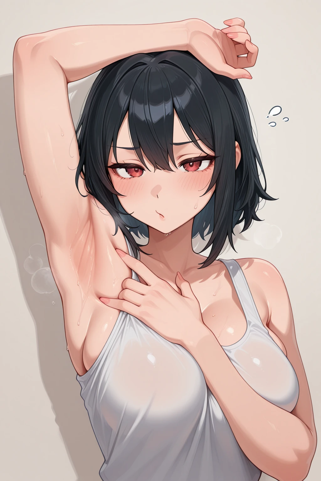 whole body、Completely naked、Black Hair、Crying