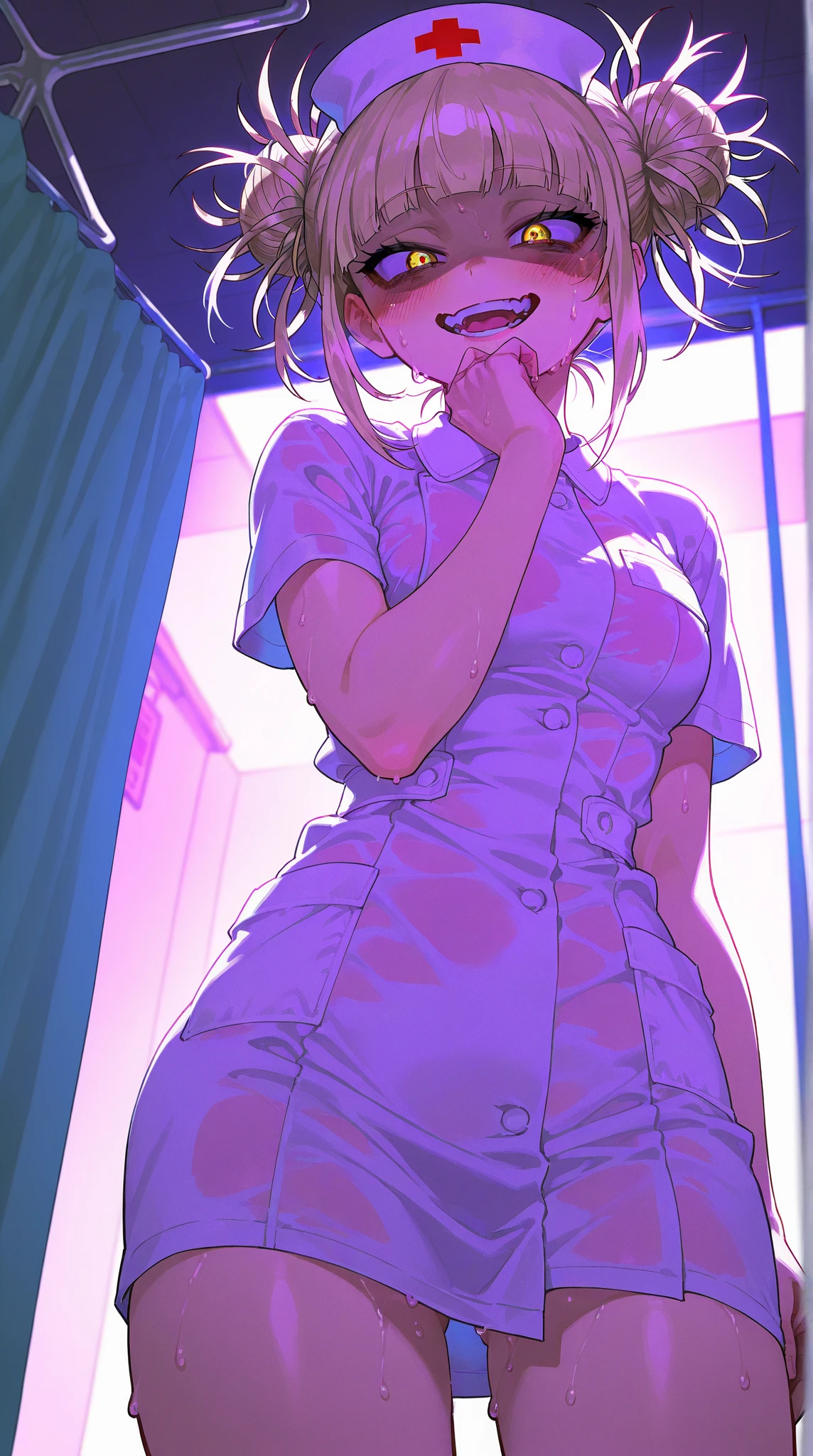 Soft pastel dresses Fine lace and embroidery. Fluffy long hair tied up loosely.、corolla Pale blue or pink、White or pastel colored long dress first round brainwashing defeat yield Prostration Princess Big Breasts clear incontinence Peeing Loss Pee