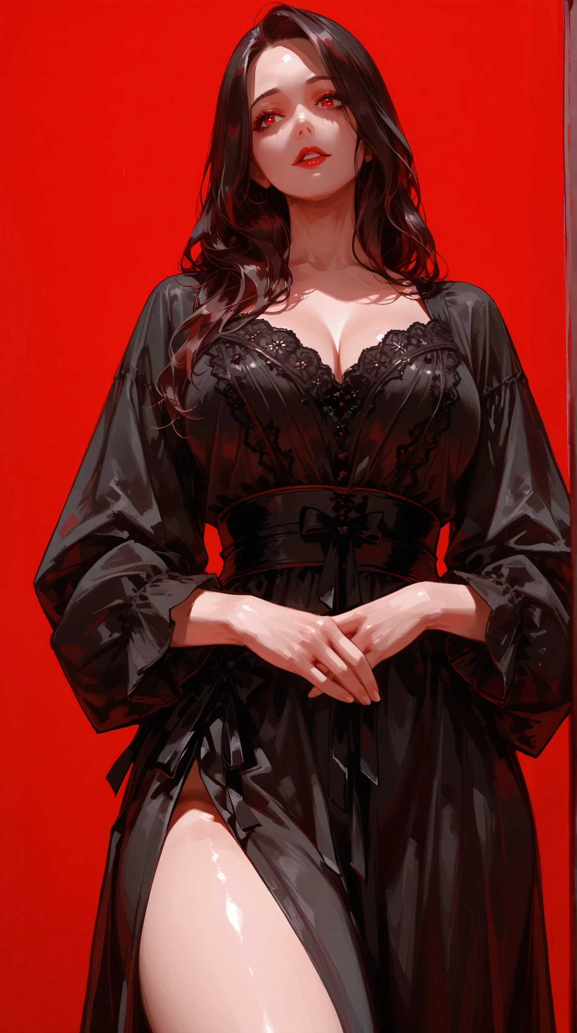 Cowboy Shot、(Long Bangs)、straggling hair、Black Hair、(Hanging Hair)、((widow))、((mourning dress))、((((Black long sleeve mourning clothes))))、(((Funeral場)))、((((Funeral))))、Black formal wear、Highest quality,(RAW Photos:1.2)、(Realistic:1.4),(High resolution:1.4), 1 Girl, Written boundary depth,, Exquisitely crafted,8K, Very detailed, Perfect lighting, Spectacular Background、((Delicate painting)),(女の子の詳細なRAW Photos),(Highest quality:1.6), (超High resolution:1.5), (Realistic:1.75), 8K resolution, Canon EOS R5, 50mm, Very detailedな,Cinema Lighting,Correct finger、sit、((Spread your legs))、((((Skirt flip))))、Ultra Sexy Panties、Pearl Necklace、Pearl Earrings、(Clothing that covers the chest)、((There is a coffin))、((Minimally revealing clothing))、(The altar is decorated with a bouquet of chrysanthemums..)、candlestick、