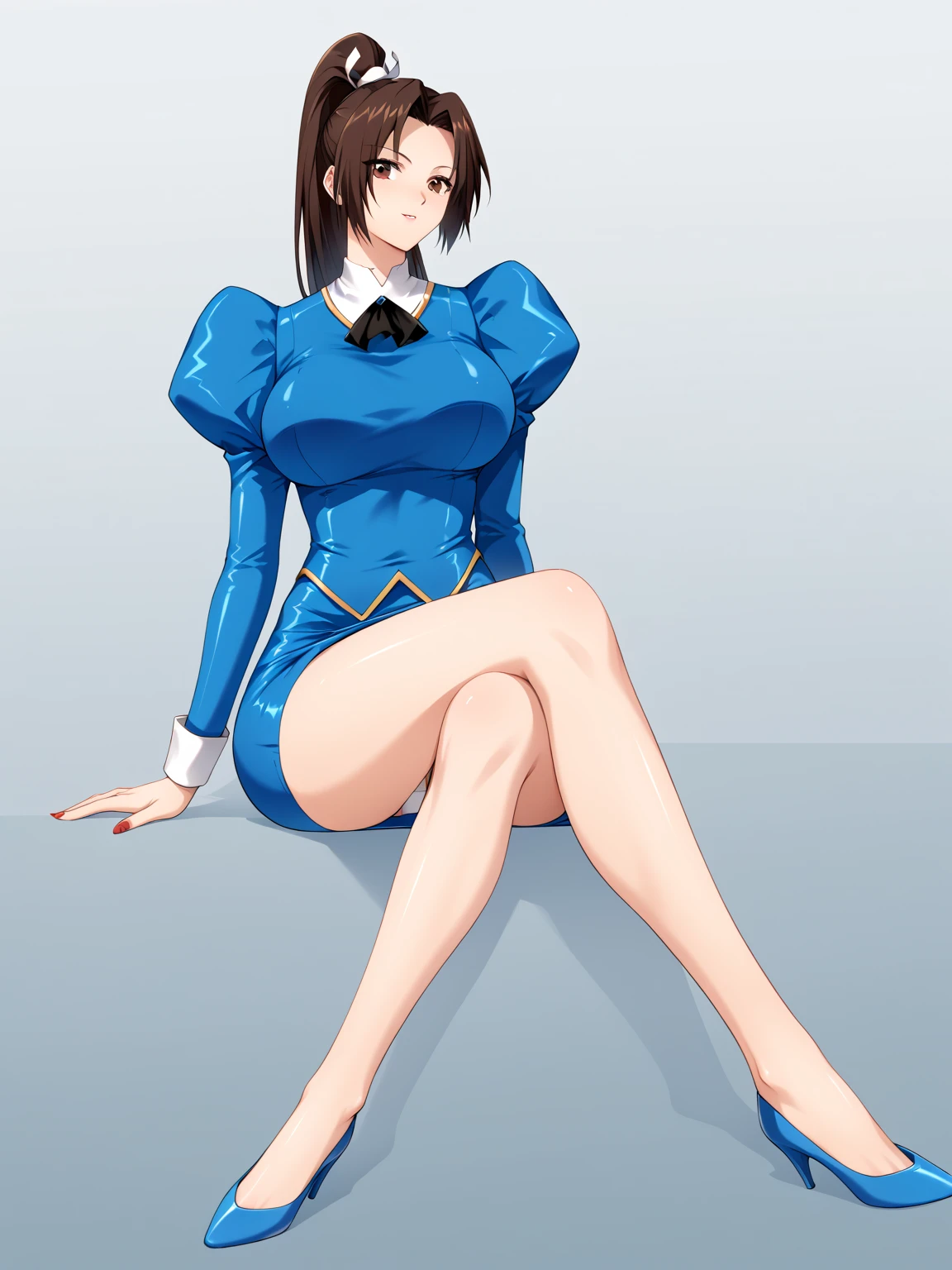(masterpiece, best quality:1.2), ((Extremely detailed)), high resolution, Anime style , photo, photography, Detailed background,1. Beautiful woman Lei Dianming, (Pantyhose), boots,Cowboy shooting, Looking at the audience,A faint smile, earrings, skirt, Necklace, Vest, Cross your legs, From below, On the sofa, Windows, living room,Anime style，blond