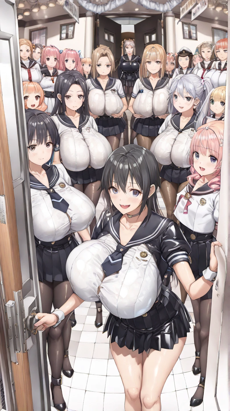 masterpiece, Highest quality, High resolution, Big Breasts、A lot of women in a very small elevator ,Six Women、Cabaret Dress、Heart symbol and sound effect、The viewer is looked down upon by a tall woman.、A chest full of sperm、There is only one viewer dick、Penis between 、Straddling the viewer、Bukkake、Pant voice、Bright beautiful skin、Blunt bangs、Blunt bangs、The women tremble with joy、40-year-old woman、They are all very tall、Surrounded by tall women、A composition that expresses many things.、Bully、Adult women、Big body and small head、Harem、Many women are lined up、Black Hair、Blonde、titfuck、Nipples、A kind smile
