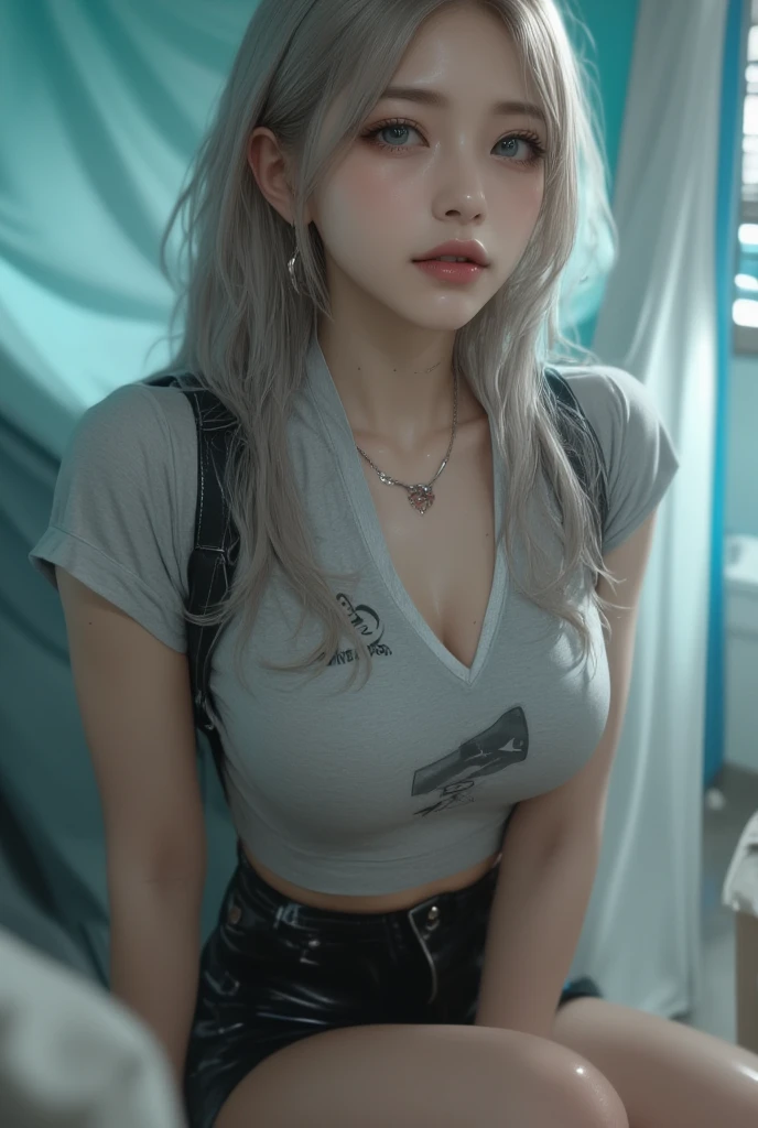there is a woman in a costume that is posing for a picture, trending at cgstation, korean girl, sakimichan, amouranth, trending on cgstation, sakimichan frank franzzeta, inspired by Leng Mei, (sfw) safe for work, intriguing outfit, makoto shinkai ( apex legends ), as overwatch character, white hair