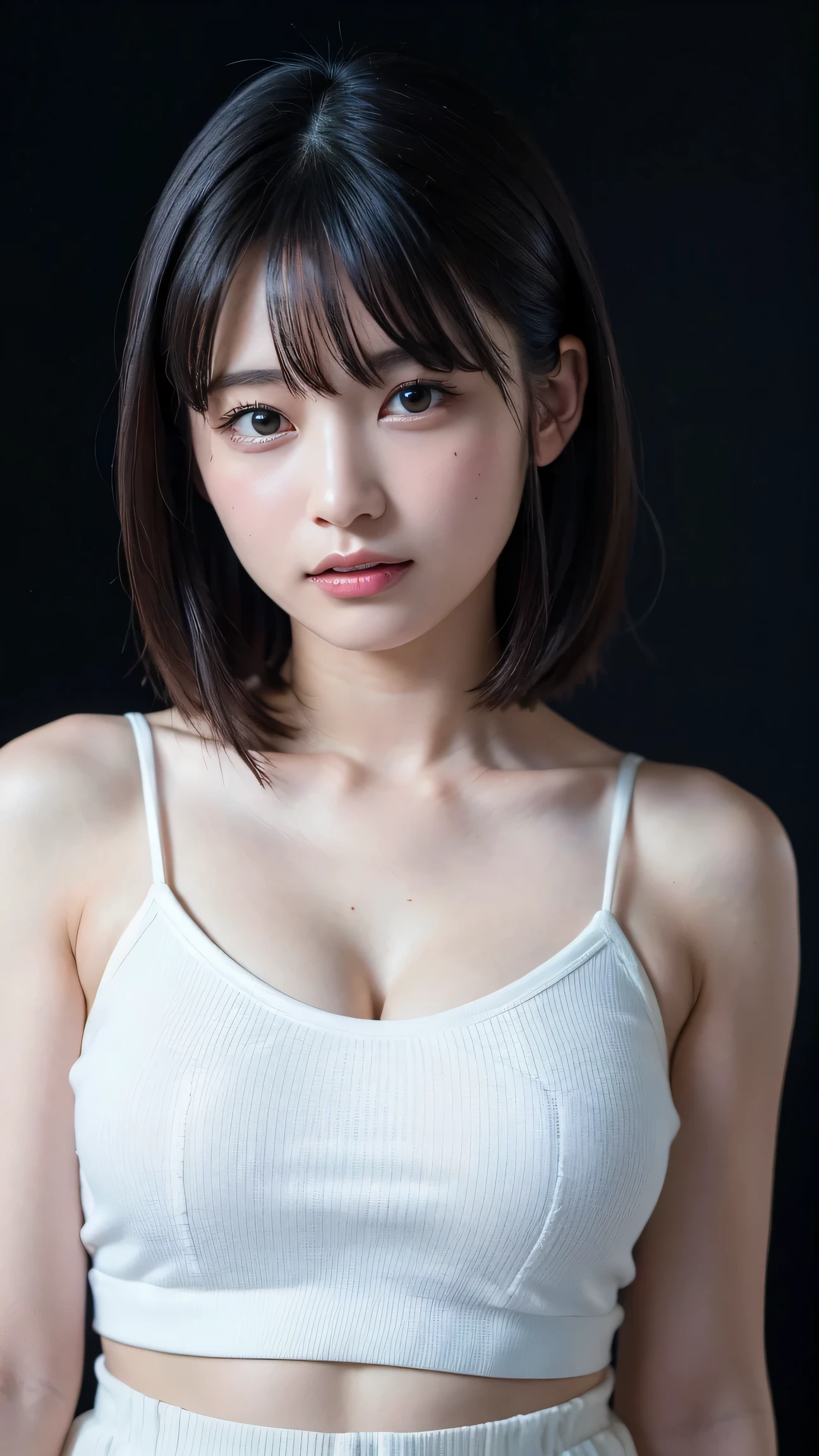 (masterpiece:1.3), (8k, Photorealistic, Raw photo, Best image quality: 1.4), Japanese, (One Girl), Beautiful Face, (A vivid face), (Black-haired, short hair:1.3), Beautiful hairstyle, Realistic eyes, Beautiful Eyes, (Realistic Skin), Beautiful Skin, attractive, 超A high resolution, 超Realistic, High definition, Golden Ratio, Detail Makeup, Seeing the viewer, Laughter, Open white shirt, Mid-breasted, standing, Put your hands on your hips, Look at the viewers(16k, RAW Photos, highest quality, High resolution, ), （I can see a little bit of nipple swelling through my clothes.）High definitionRAWカラー写真, Professional photos, (Layered silhouette: 1.2), Complex patterns, , (Realistic, photoRealistic: 1.3), ( Japanese Girls), , Big breasts Very firm breasts、Non-sagging breasts、Showing cleavage。Too much exposure、（NSFW）Shine, (Detailed face: 1.2), (masterpiece: 1.5),きめ細かいBeautiful Skin, (cute:1.2), (sexy) (highest quality :1.2),((A girl, 1 girl : 1.3), solo, solo focus))、(One head according to human anatomy、Two Arms、Two Legs、Five Fingers)
「No deformed or unnatural body parts,A completely normal human body type」「A depiction of a woman that is faithful to human anatomy」、(A representation of a healthy, balanced and vibrant woman)