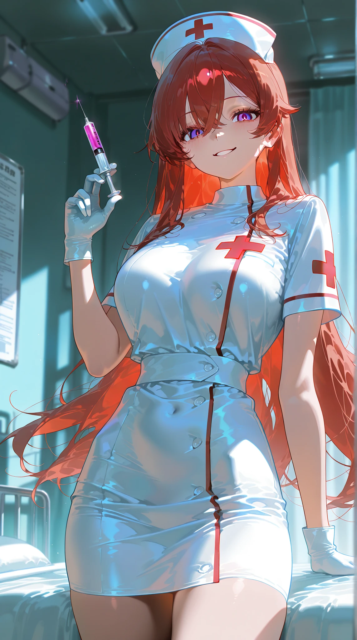 Girl dressed as a nurse showing her sexy body