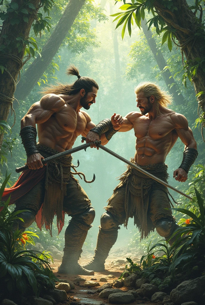 (Green short hair), (((male centaur))), ((bodybuilder)), ((very muscular)), ((broad chest)), ((thick pectorals)), abs, (((small waist))), ((big biceps)), ((large )), ((glans)), ((testicles)), ((nipple piercings)), (((tropical forest))), (((nepenthes))), orchids, tending, caring, collecting, (veiny horse :1.0), extra arms, ExtraArms, tanned skin, erection, flaccid , erected , mature, dapper