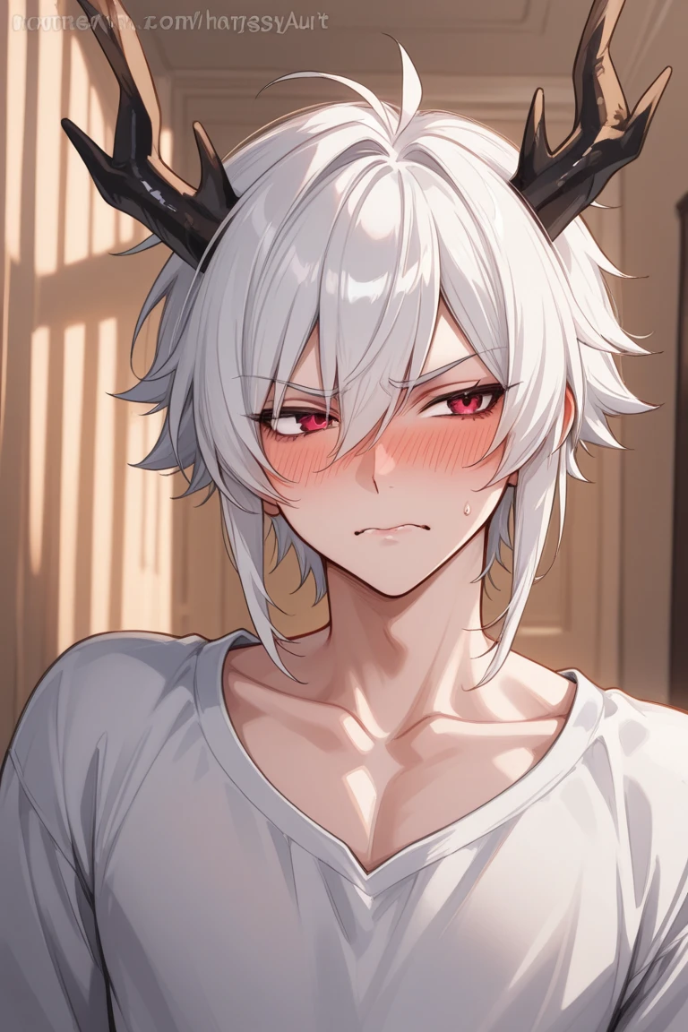 Anime male college student,年轻,brunette color hair,The skin is very white,No pants,The face turned crimson,Beads of sweat on the body,Stick out your tongue