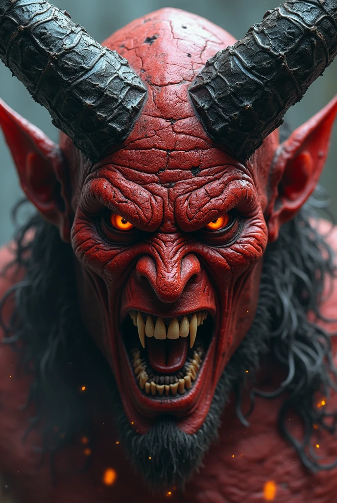 Devil, devil, wide mouth, horns on the head
