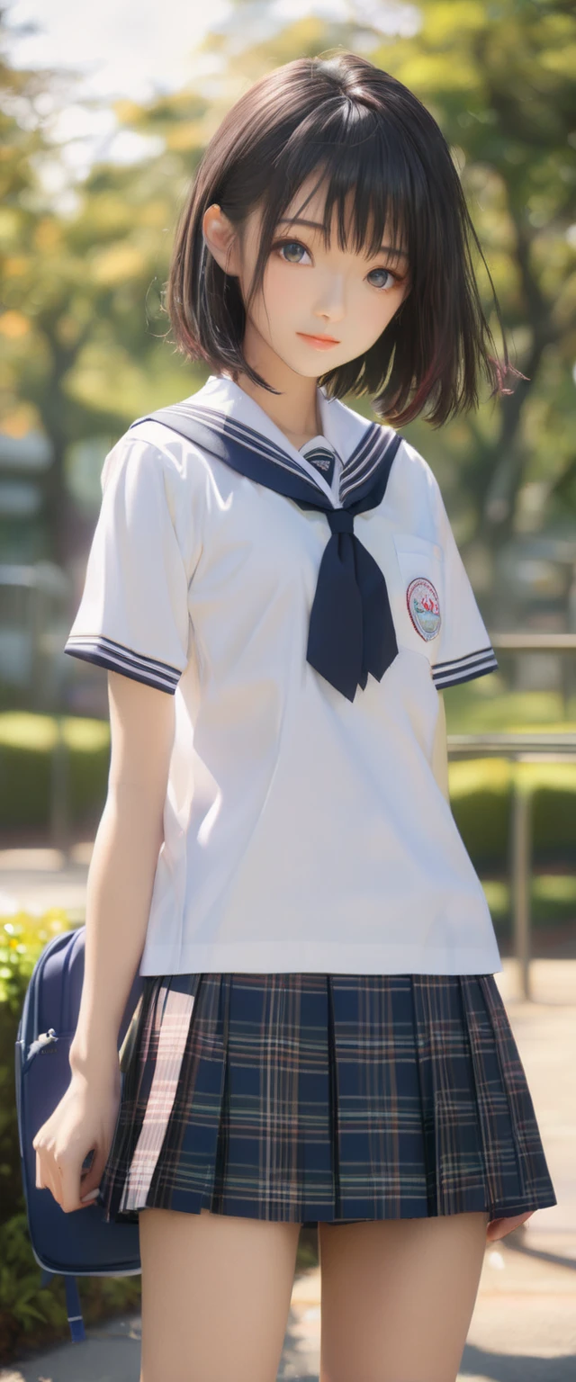 (masterpiece, highest quality:1.2), 8K, young beautiful girl, 85mm,Official AR RAW Photos, Wear glasses、baby face、clothed big breasts、show me your ears、photo shoot, cute face, thighs, After school classroom, looking at the viewer, embarrassing、smile、no makeup, film grain, chromatic aberration, sharp focus, face light, clear lighting, Ten generations, detailed face, background bokeh、((((((16 year old high school girl))))))、thin waist、sailor suit、navy blue mini skirt、white socks、black loafers、White tiny panties