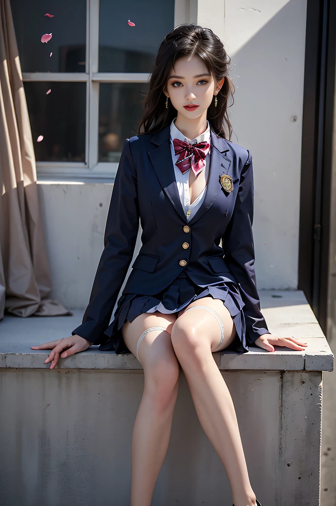 ((s Office)), sitting on office chair, Business suits, pencil skirts, Panties with lace, Clothes are sheer, Smiling smile, (NSFW), 1womanl, 独奏, 24 year old, 7headed body, (Ideal ratio body proportions), (Composition from head to thigh), erectile nipple, Sexy body, Wet, short-hair, A dark-haired, small tits, A slender, Small buttocks, beauty legs, Skinny Legs, surrealism, Cinematic lighting, depth of fields, One-person viewpoint, F/1.8, 135 mm, nffsw, masutepiece, ccurate, ((Anatomically correct)), Textured skin, Super Detail, high details, High quality, awardwinning, Best Quality, hight resolution, 8K