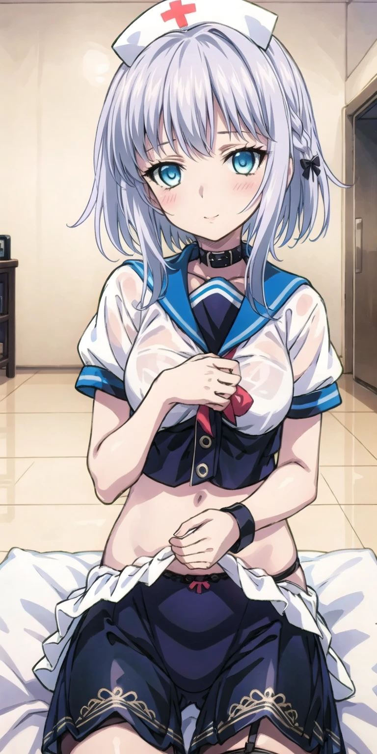(8K、Highest image quality、highest quality、masterpiece)、detailed face、((1 baby girl))、braid silver hair、long hair、blunt bangs、red eyes、evil smile、((grin))、((small breasts))、((see through Colored camisole))、red school bag,minimum skirt、((black pleated skirt))、((micro skirt lift)、cowboy shot、((street background)),((see through)),((nipples)),((nipples visible)),((squatting)),((spread legs)),((wet)),((show off inside skirt)),(cameltoe),(((loli))),(loli girl),pussy juice,hand to penis,grab the penis,hand to penis,touch the penis,tekoki,Exposure,pussy juice,wet pussy,cum,penis into mouth,kiss to the penis,Licking penis,mmf Double Handjob,cum,semen,sperm,bukkake,cum on ,((penis ejaculates semen)),(((ejaculates semen))),day time,city,crowded street,