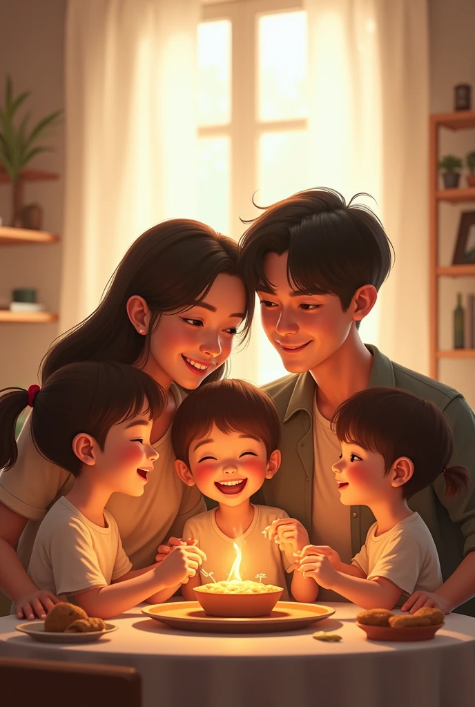 Man and girls in House 