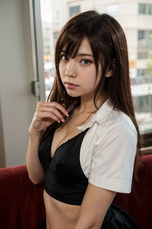 (Inspired by the James Bond films),movie stills style,best quality, masterpiece, 1 girl, Pretty Face, (Realistic photos:1.3), Edge lighting, (High Detail Skin:1.2), 8k, Digital SLR Camera, high quality, high resolution, Optimal ratio:Four fingers and one thumb, (real:1.3), Real face,Full body portrait,Skinny sweater, Very large breasts,Short skirt,Long legs,Standing in the office