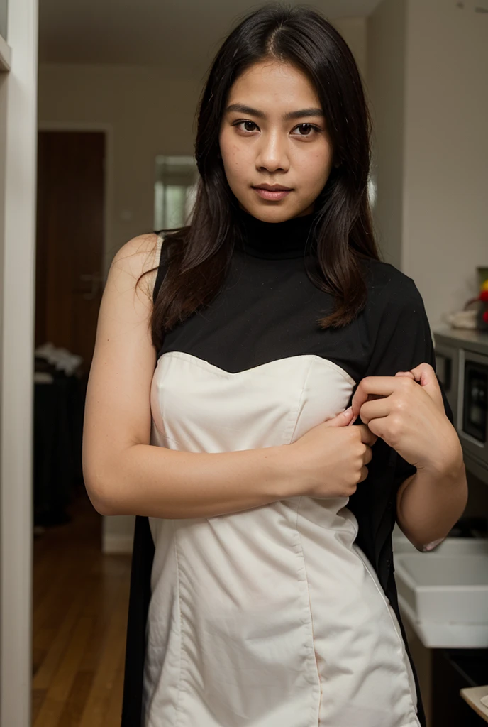 arafed woman in a white dress standing in a room with pictures on the wall, the ring movie, the ring, film still from a horror movie, portrait of sadako of the ring, horror movie scene, film still from horror movie, still from horror movie, horror movie still, horror film still, the grudge, horror movie aesthetic, horror film