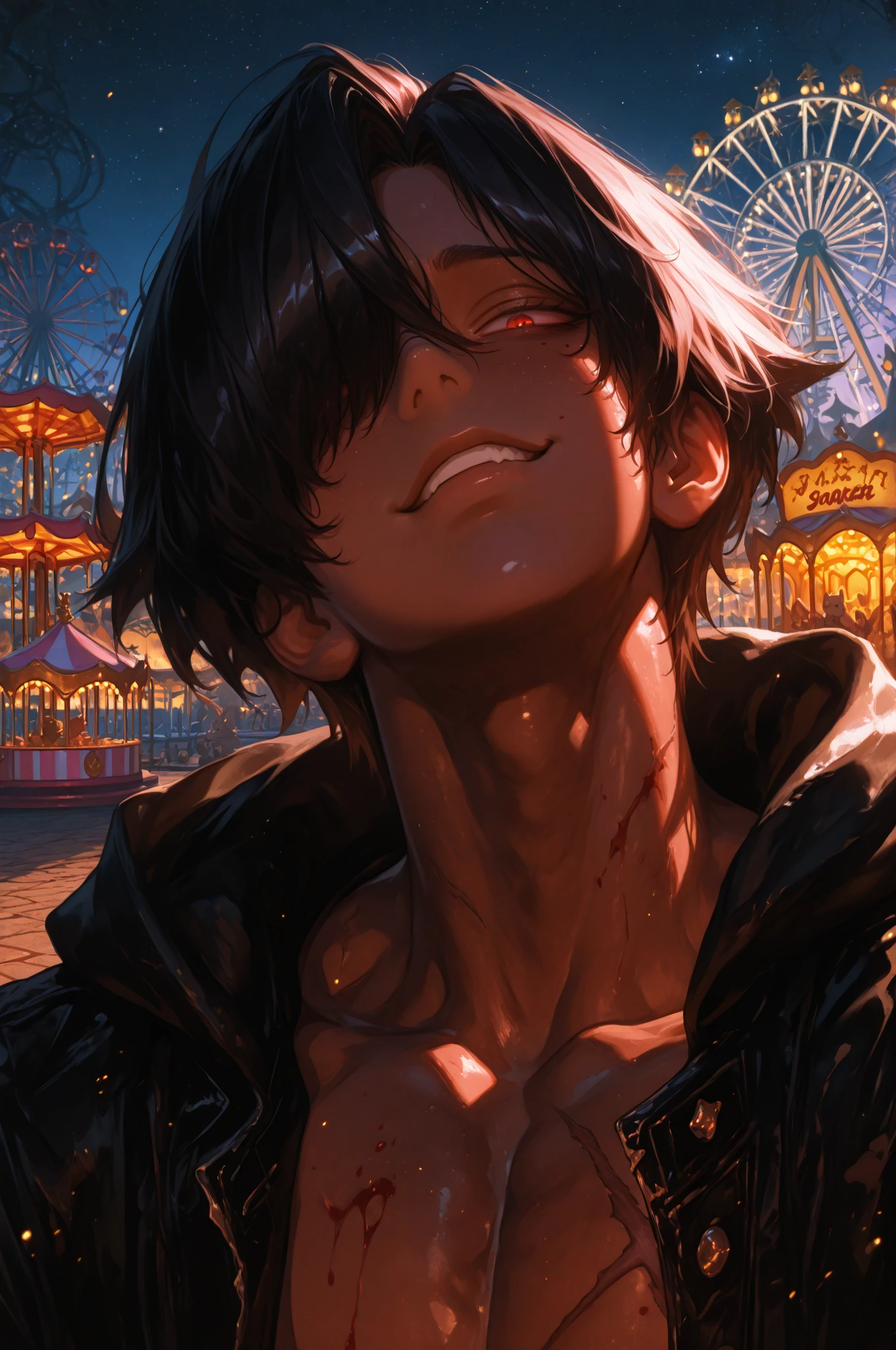 Huge erect penis、Well-trained muscles,8-year-old boy,Crying face,Drooling,Protruding veins in the body,Bodybuilder-like muscles,Ejaculating penis,Sexy nipples,Ejaculate a lot,Trembling,Expressions of drowning in pleasure,((2boy~4boy)),Muscular thighs,Penis bigger than a foot,Spiderman Suit,Show off your strength,Drink the black liquid from the chalice,Demon body and wings,Wide-spread wings,Have group sex:1.9,