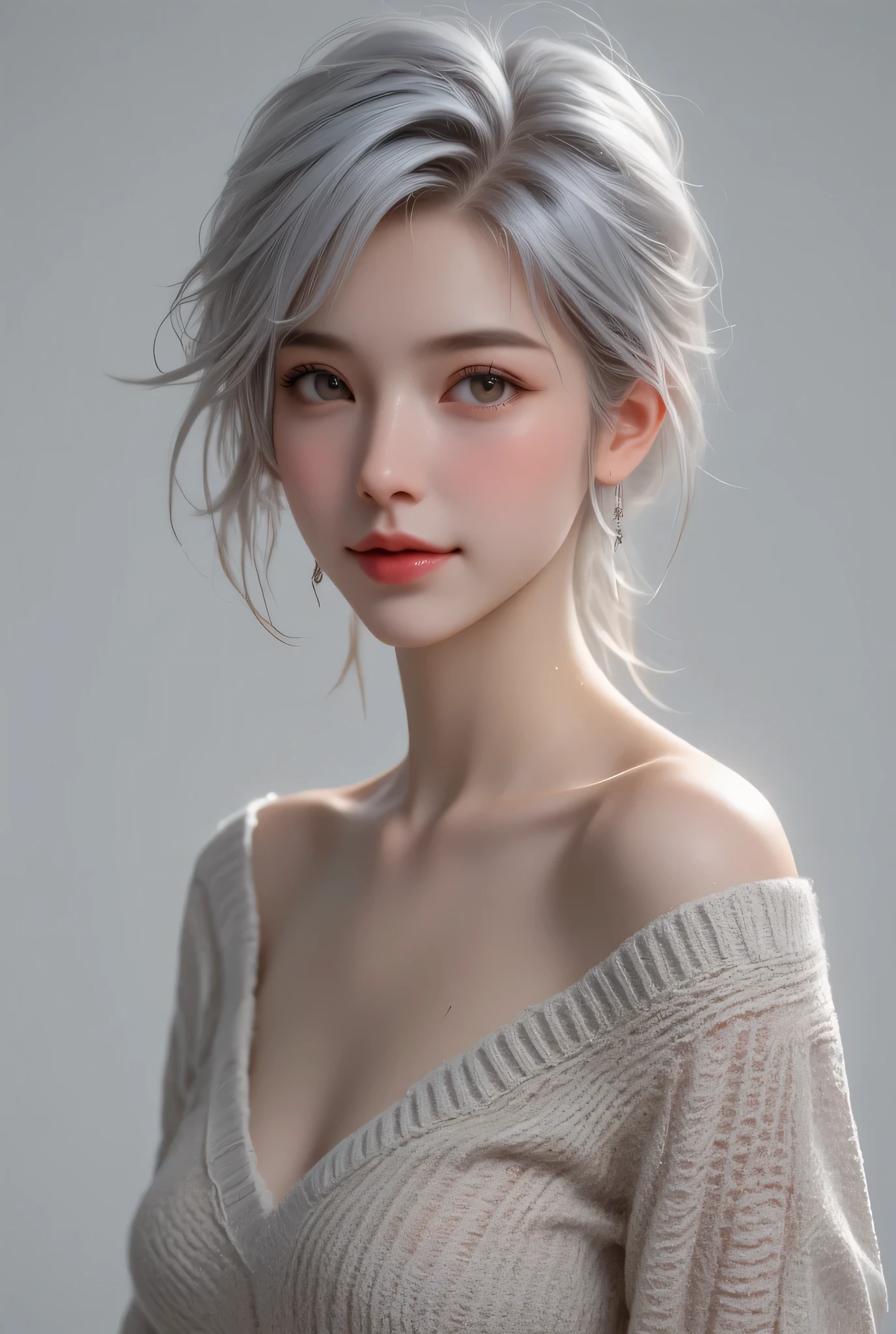 (8k、RAW pictures、top quality、masterpiece:1.2)、(real、photorealistic:1.37)、very detailed、super high resolution、one person、beautiful精巧な顔、Smile Yan、 is narrow、((off the shoulder white hand-knitted sweater、 lower chest 、sleeveless))((Black Leather Mini Skirt)) 、both hosts、 Silver-haired、 your showside 、 ( Nipples))、 (swollen eyes:1.2)、 (thin脚)、 ( Bright 、 ((((( アンダーBoobs)))、 Boobs、 oily skin 、 thin、 ( beautiful lighting from the front)、 ( Underbust 、 hungry Ribs visible )、 waist and lower abdomen visible on the face and chest 、 Wakino 、 raise your arms 、 Original 、 Wakino 、 off shoulder wallpaper HD、 ( ( Lower chest))、 ( underboobs visible )) sleeveless、upper armを見せる、upper arm、raise hands、Both hosts (thinウエスト:1. 3)、 beautiful、 smooth skin、skin texture、 hair floats、 professional lighting 、 (8k、 RAW pictures、top quality、top quality、masterpiece:1. 2)、 (real、real:1. 37)、 very detailed、 super high resolution、 1 、 viewers、 beautifulて濃い顔、daughter、thin腰、(Small waist):1.2、( beautiful dark face、daughter、Small waist):1.3、( beautiful dark face、daughter、Small waist):1.4。3)、beautifulsmooth skin、skin texture、Protruding fur 、professional lighting、human body、中華料理店でarmpitを上げる、armpitを見せて、laughing、showing your side、from the frontのbeautiful照明、from the front、armpit、armpit、raise your arms、Hara 、armpit、off shoulder wallpaper HD、beautifulsmooth skin、skin texture、Protruding fur 皮、professional lighting、human body、raise Wakino at a Chinese restaurant、 show me Wakino 、 Laughter、 Cute Ponytail、 from the frontのbeautiful照明、 from before、 Wakino、 Hosts 、Original、 Wakino、 super beautiful girl of girl、( lower chest is visible )) sleeveless、upper armを見せる、upper arm、raise your handる、Hosts ((underboob))、( ( lower chest が見えている ))sleeveless、upper armを見せる、upper arm、Raise your hands、両raise your arms((Representative works:1.4)、(Highest image quality:1.4)、(Real:1.7))、(by Luis Royo)Chest{x}surreal portrait of a beautiful girl、((1 person of a girl:1.4))、Glowing Natural Skin of Texture、(perfect body:1.pretty girl of portrait、full body shot with mahiru、(Table Top:1.4)、 (Highest Quality)of:1.4、(realistic:1.7)、beautiful女of子、超beautiful女of子、((1 person of woman of girl:1.3))、(Perfect female body type:1.4)、(Perfect female body type:1.4)4)、show me a girl of girl's portrait、Closeup photo、(Full body photo)、fantasy art、soft front light that floats all over、 beautiful expression 、cute face、 beautiful breasts、big :1.2、Beautiful ass、Narrow eyed、Clear and eye-catching、Beautiful and Charming、Beautiful Eyes、Thin Waist、RAW pictures、red lips、((gray hair、Long hair))、(off-shoulder translucent blouse))、((Underbust))、((show me a girl of girl's portrait))、((black of translucent of miniskirt))、(Sexy Behavior)、(black panties of lace visible)、(( black garter&garter belt in front of eyes))、(Laughter)、(high heels)、(beside)、(raise your arms)、Protogen 、side、(beside)、sleeveless、(upper armを見せる)、upper arm、raise your arms、((Lower chest))、(show me a girl of girl's portrait)