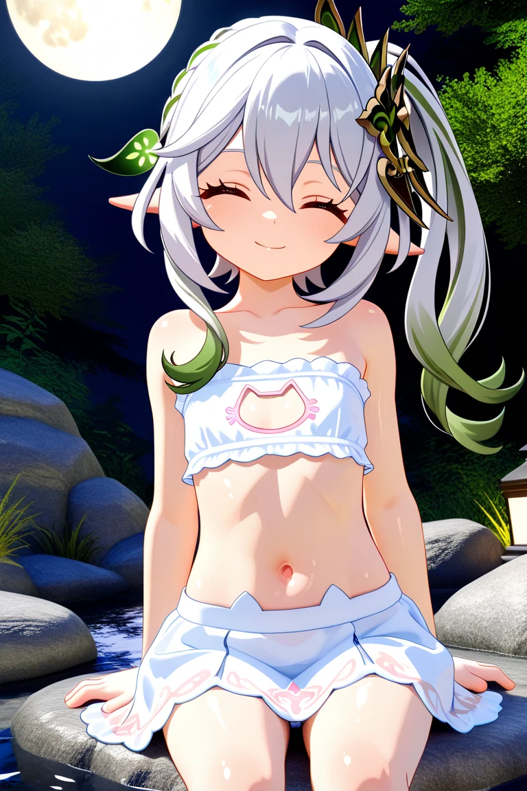 nude, flat chest, naked, confident, sitting, loli, happy, smiling, outside, flirtacious, spread legs, hands behind head